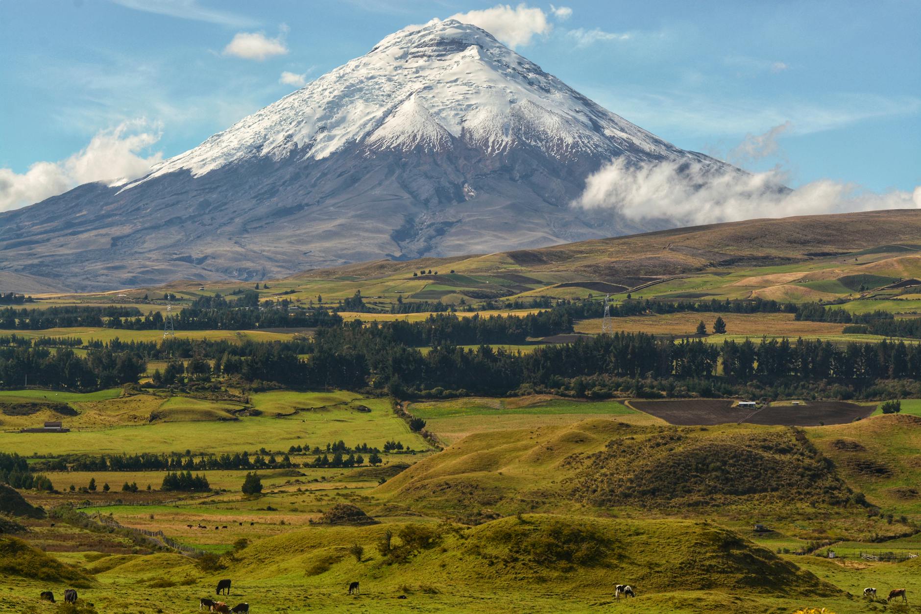 stunning view of cotopaxi volcano in ecuador