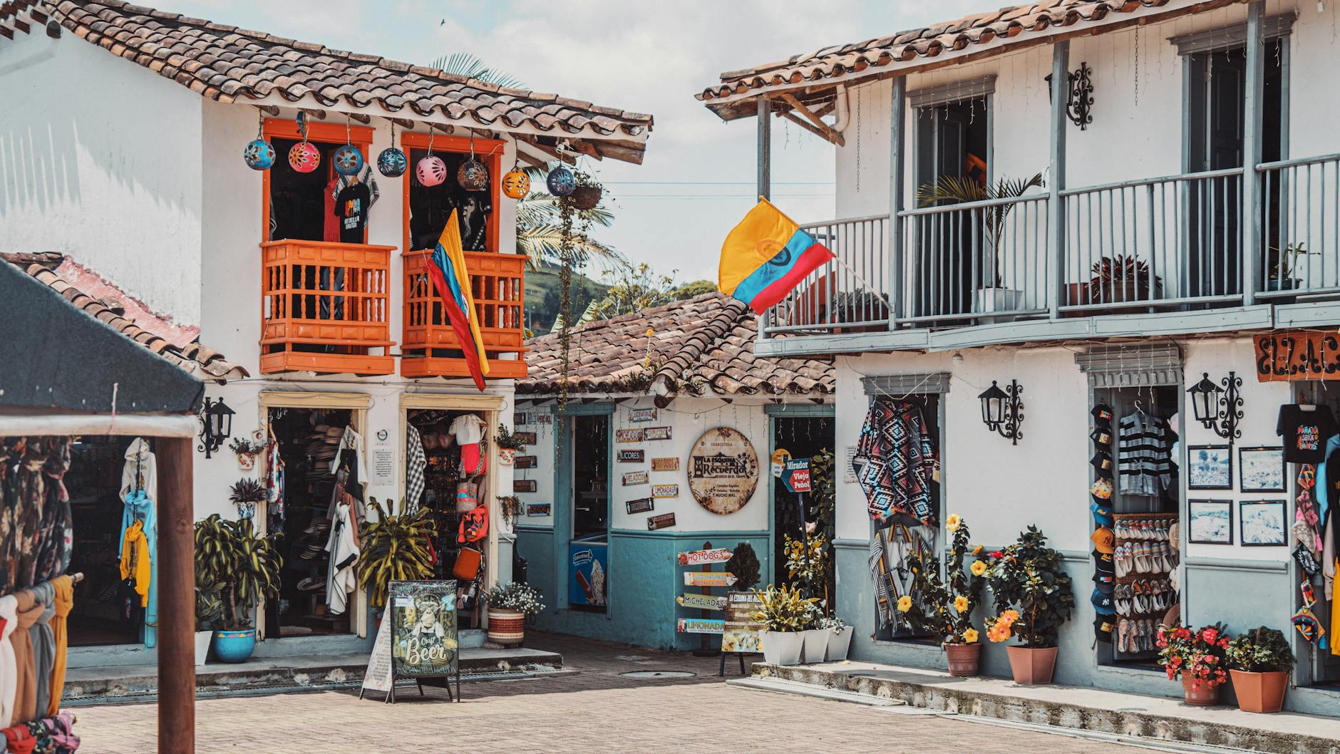 colorful colombian market street view